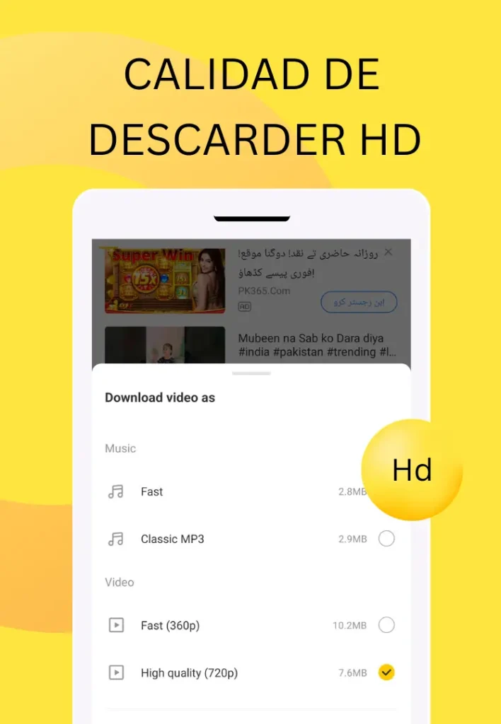 Calidad de descarga completa hd